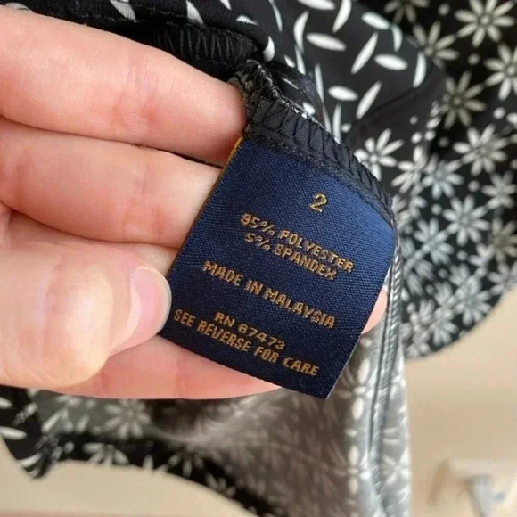 Just…Taylor Black and White Print A-Line Dress, Polka Dot Floral Dress, Size 2 - Picture 15 of 16